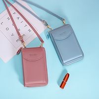 Women's Crossbody Bag Wallet Mobile Phone Bag PU Leather Daily Zipper Large Capacity Breathable Lightweight Solid Color Wine Black Pink miniinthebox - thumbnail