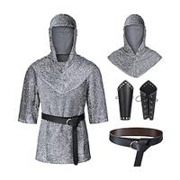 Retro Vintage Medieval Renaissance 17th Century Armor Shirt Tunic Faux Chain Mail Coif Knight Ritter Crusader Celtic Knight Men's Halloween Performance Stage Renaissance Fair Shirt Lightinthebox