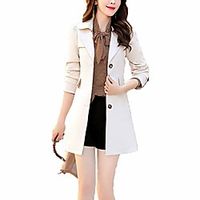 raylans women's lapel single breasted trench coat spring jacket outwear beige Lightinthebox - thumbnail