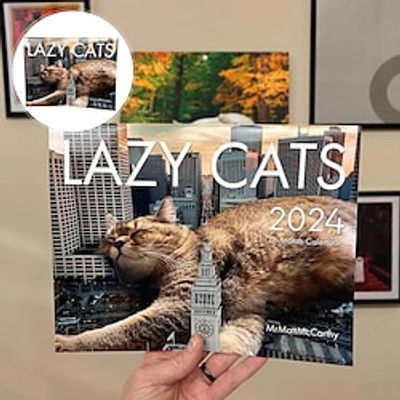 Cat Calendar 2024 Funny | Hanging Wall Calendar with Cute Cat Pictures for 2024, Easy to Hang Portable Family Planner, Monthly Gift for Cat Lovers, Men, Women Vecksoy miniinthebox