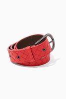 Red Intrecciato Leather Belt - thumbnail