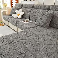 Stretch Sofa Seat Cushion Cover Jacquard Slipcover Elastic Couch Cover for Armchair Loveseat 4 or 3 Seater Grey Plain Solid Soft Durable Washable Furniture Protection for Dogs Cats Lightinthebox - thumbnail
