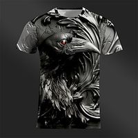 Graphic Animal Eagle Designer Casual Street Style Men's 3D Print T shirt Tee Tee Top Sports Outdoor Holiday Going out T shirt Silver Black Light Grey Short Sleeve Crew Neck Shirt Spring  Summer Lightinthebox