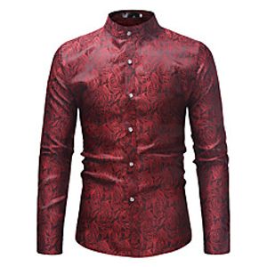 Men's Shirt Other Prints Graphic Turndown Casual Daily Long Sleeve Tops Casual Sports Black Purple Wine Lightinthebox