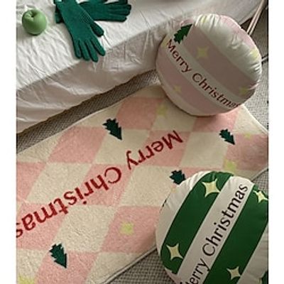 Pink Christmas Runner Rug Xmas Non-Slip Hallway Rug Throw Washbale Kitchen Rug Runner Christmas Holiday Decor, Accent Print Thin Floor Rugs for Bedroom Entryway Laundry Room Bathroom miniinthebox