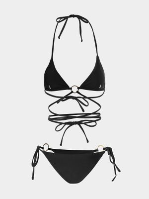 Ring Linked Lace-up design Bikini Swimsuit Ring Linked Lace-up design Bikini Swimsuit