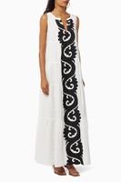 Embroidered Cotton Tiered Maxi Dress - thumbnail