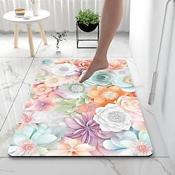 Floral Bathroom Bath Mats Creative Absorbent Bathroom Rug Diatomaceous Earth Non Slip Lightinthebox