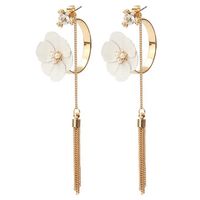 Trendy Tassel Earrings Flower Rhinestone Pearl Earrings
