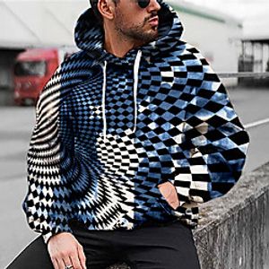 Men's Unisex Pullover Hoodie Sweatshirt Geometric Graphic Prints Print Daily Sports 3D Print 3D Print Casual Hoodies Sweatshirts  Blue miniinthebox