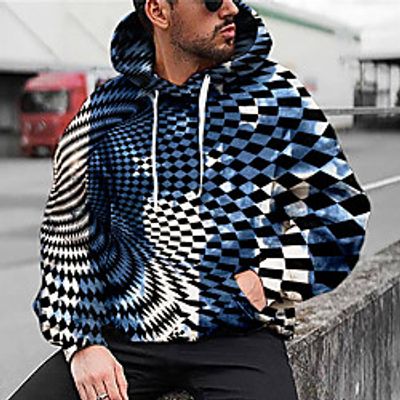 Men's Unisex Pullover Hoodie Sweatshirt Geometric Graphic Prints Print Daily Sports 3D Print 3D Print Casual Hoodies Sweatshirts  Blue miniinthebox