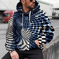 Men's Unisex Pullover Hoodie Sweatshirt Geometric Graphic Prints Print Daily Sports 3D Print 3D Print Casual Hoodies Sweatshirts  Blue miniinthebox - thumbnail