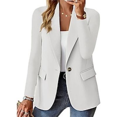 Women's Blazer Single Breasted Lapel Jacket Office Formal Work Blazer Windproof Fashion Outerwear Long Sleeve Fall Wine Red Lightinthebox