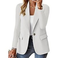 Women's Blazer Single Breasted Lapel Jacket Office Formal Work Blazer Windproof Fashion Outerwear Long Sleeve Fall Wine Red Lightinthebox - thumbnail