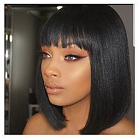 Synthetic Wig Straight Wet Bob Wig Short Dark Auburn Dark Wine Dark Brown Synthetic Hair 10 inch Women's Women Synthetic Best Quality Dark Brown Laflare miniinthebox - thumbnail