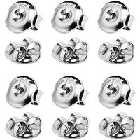 12PCS Real 925 Silver Earring Backs Replacements 18K White Gold Plated Hypoallergenic  Secure Ear Locking for Stud Nut for Posts 6mm miniinthebox - thumbnail
