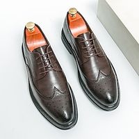 Men's Oxfords Formal Shoes Brogue Printed Oxfords Vintage Classic British Wedding Daily PU Height Increasing Comfortable Slip Resistant Lace-up Black Brown Spring Fall Lightinthebox