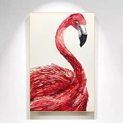 Red Flamingo Knife Art Handpainted Nursery Wall Art Canvas Girls's Room Decor Handmade Bird Wall Art Original Oil Painting for Living Room Stretched Canvas miniinthebox Red Flamingo Knife Art Handpainted Nursery Wall Art Canvas Girls's Room Decor Handmade Bird Wall Art Original Oil Painting for Living Room Stretched Canvas miniinthebox