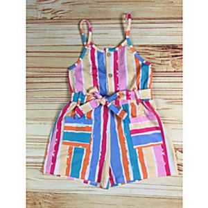 Kids Girls' Overall  Jumpsuit Rainbow Striped Print Active Basic 2-6 Years miniinthebox