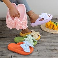 Women's Slippers Flip-Flops House Slippers Outdoor Slippers Beach Slippers Daily Beach Bowknot Flat Heel Open Toe Casual Comfort Minimalism EVA Loafer Yellow Pink Purple Lightinthebox