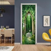 Door Road to Forest Door Covers Mural Decor Door Tapestry Door Curtain Decoration Backdrop Door Banner Removable for Front Door Indoor Outdoor Home Room Decoration Farmhouse Decor Supplies miniinthebox