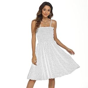 Summer women's bohemian dress small round printed strapless mini short skirt polka dot strap beach Dress Lightinthebox