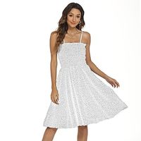 Summer women's bohemian dress small round printed strapless mini short skirt polka dot strap beach Dress Lightinthebox