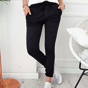 Women's Skinny Slacks Pants Trousers Cotton Blend Blue Wine Army Green Mid Waist Fashion Streetwear Daily Weekend Pocket Micro-elastic Ankle-Length Comfort Plain S M L XL XXL  Slim Lightinthebox
