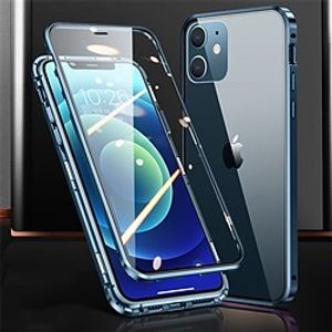 Phone Case For Apple Magnetic Adsorption iPhone 13 Pro Max 12 Mini 11 X XR XS Max 8 7 Bumper Frame Magnetic Full Body Protective Transparent Tempered Glass Metal Lightinthebox