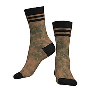 Crew Socks Compression Socks Calf Socks Athletic Sports Socks Cycling Socks Women's Men's Bike / Cycling Breathable Soft Comfortable 1 Pair Stripes Novelty Cotton Khaki S M / Stretchy miniinthebox