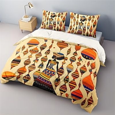 100% Cotton Duvet Cover Set Indian Woman Pattern Comforter Set Soft 3-Piece Luxury Bedding Set Home Decor Dusk Bedding Gift King Queen Full Size Lightinthebox