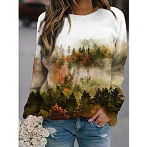 Women's Hoodie Sweatshirt Graphic Scenery Daily Basic Casual Hoodies Sweatshirts  White miniinthebox