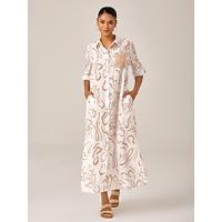 Sequin Apricot Curve Pocket Roll Up Sleeve Maxi Shirt Dress