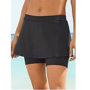 Women's Swimwear Beach Bottom Normal Swimsuit 2 in 1 Solid Color Black Navy Blue Gray Bathing Suits Sports Beach Wear Summer miniinthebox