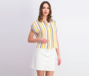 Womens Striped Hanging Blouse  White/Yellow/Black