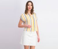 Womens Striped Hanging Blouse  White/Yellow/Black - thumbnail