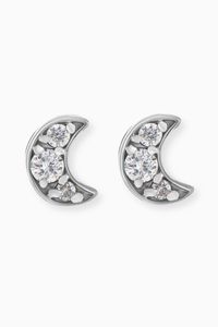 Moon Diamond Stud Earrings in 18kt Yellow & White Gold