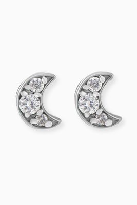 Moon Diamond Stud Earrings in 18kt Yellow & White Gold