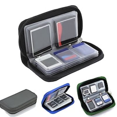 Portable Memory Card Storage Bag Suitable For SD Card CF Card Storage Protection Box Including 18 SD Card Slots And 4 CF Card Slots miniinthebox