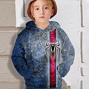 Kids Boys' Hoodie Long Sleeve 3D Print Spider Blue Children Tops Fall Active Regular Fit 4-12 Years Lightinthebox