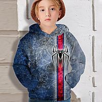 Kids Boys' Hoodie Long Sleeve 3D Print Spider Blue Children Tops Fall Active Regular Fit 4-12 Years Lightinthebox - thumbnail