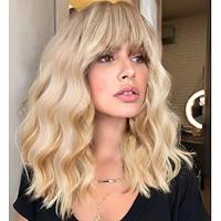 Curly Bob Wig with Bangs Short Wavy Blonde Wigs for Women Bob Style Synthetic Heat Resistant Bob Wigs 14 inch Lightinthebox