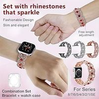 Compatible with Apple Watch band 38mm 40mm 41mm 42mm 44mm 45mm Women Glitter Bling Diamond Alloy Strap Replacement Wristband for iwatch Series Ultra 8 7 SE 6 5 4 3 2 1 miniinthebox - thumbnail