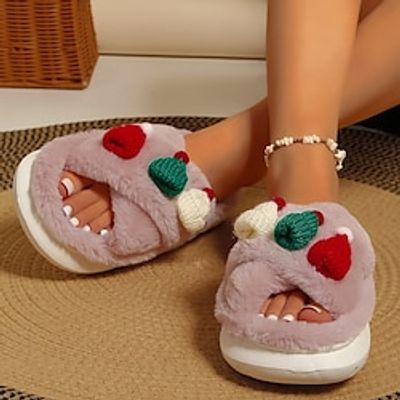 Women's Slippers Xmas Shoes Warm Slippers Fleece Slippers Christmas Daily Western Culture Winter Flat Heel Round Toe Cute Comfort Faux Fur Loafer Light Pink Lightinthebox Women's Slippers Xmas Shoes Warm Slippers Fleece Slippers Christmas Daily Western Culture Winter Flat Heel Round Toe Cute Comfort Faux Fur Loafer Light Pink Lightinthebox