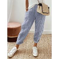 Women's Pants Trousers Polyester Striped Black Pink Casual Daily Full Length Going out Weekend Summer Spring Lightinthebox