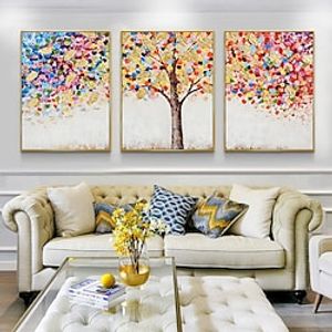 Colorful Gold Tree Canvas Oil Painting Handpainted Modern Artwork Abstract Tree Wall Art Picture Living Room Home Decor miniinthebox