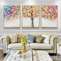 Colorful Gold Tree Canvas Oil Painting Handpainted Modern Artwork Abstract Tree Wall Art Picture Living Room Home Decor miniinthebox - thumbnail