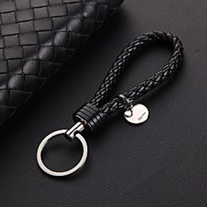 fashion leather key chain braided car key strap with heavy duty alloy key rings for women men office home use miniinthebox