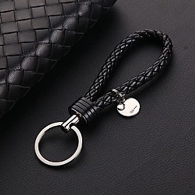 fashion leather key chain braided car key strap with heavy duty alloy key rings for women men office home use miniinthebox