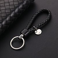 fashion leather key chain braided car key strap with heavy duty alloy key rings for women men office home use miniinthebox - thumbnail